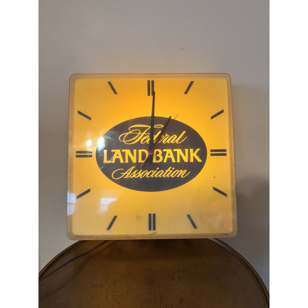 Federal Landbank Association Clock Light Up Vintage Advertisement VTG *FLAWS*